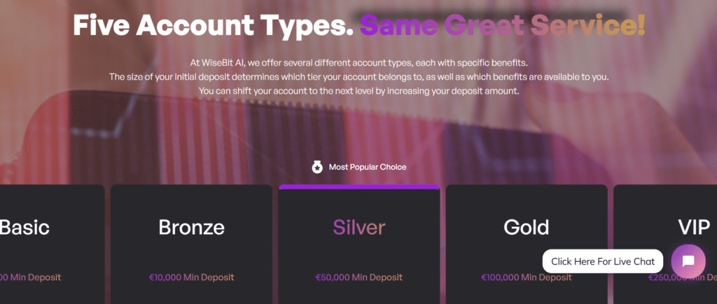 WiseBit account types