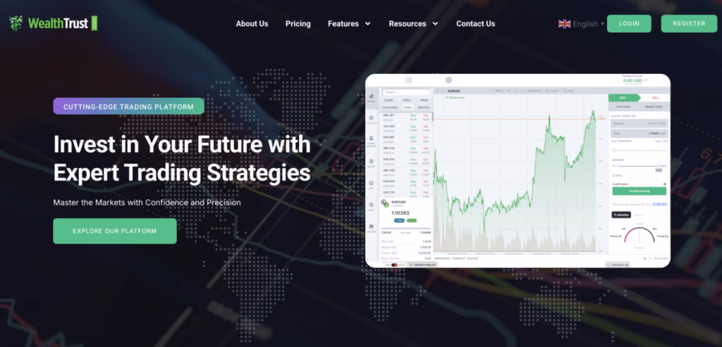 Wealth Trust capital home page screenshot